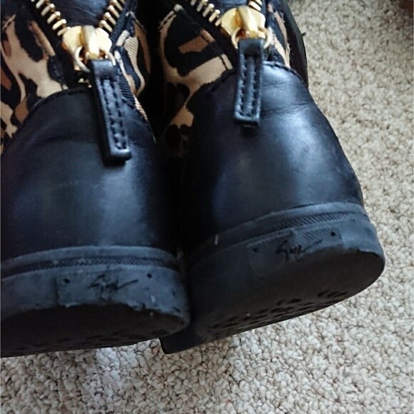 Giuseppe Zanotti Black Leopard Hi Top Sneakers size 37.5 - Picture 4 of 9